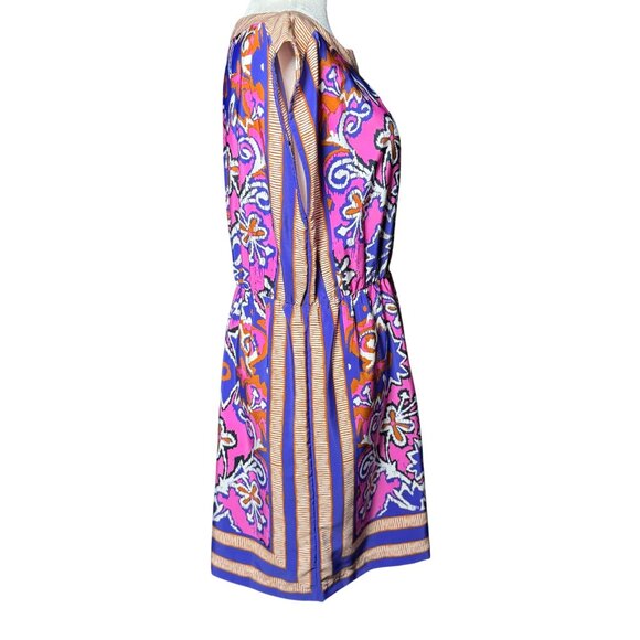 NEW Ann Taylor LOFT Womens Size S Boho Tribal Pink Purple Scarf Print Mini Dress - Picture 4 of 10